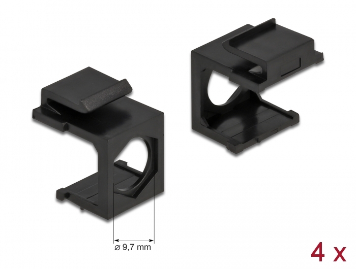 Delock Keystone Abdeckung schwarz mit 9,7 mm Durchführung +Hex 4 Stück #1 