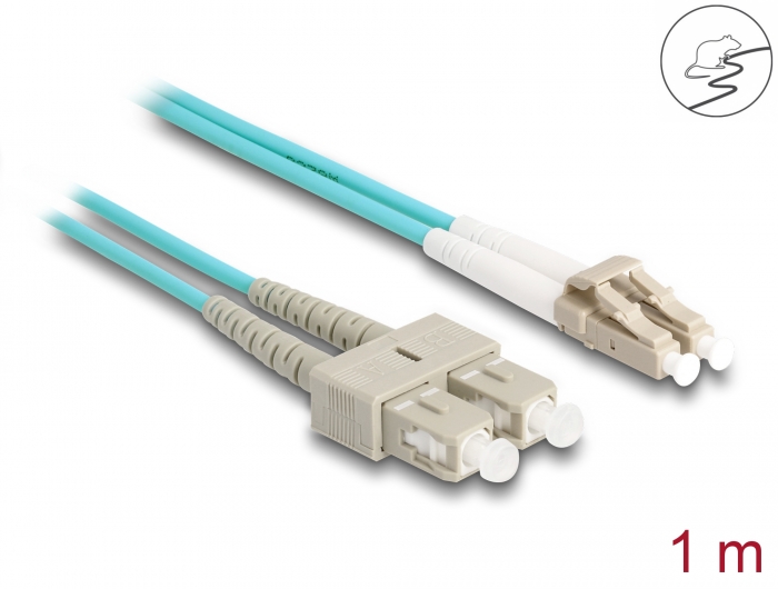 Delock LWL Kabel mit Metallarmierung LC Duplex zu SC Duplex Multimode OM3 1 m #1 