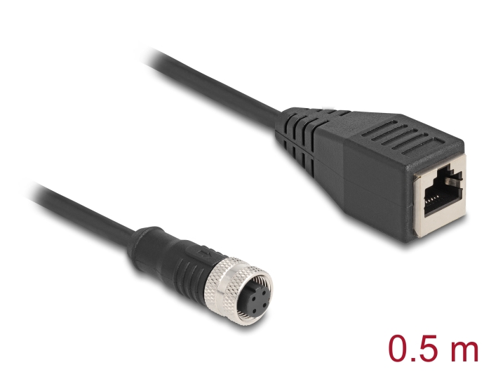 Delock M12 Adapterkabel D-kodiert 4 Pin Buchse zu RJ45 Buchse 50 cm #1 
