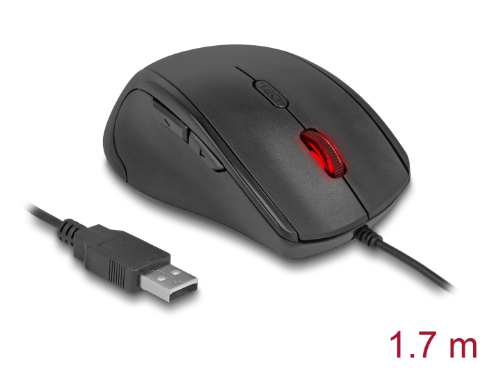 Delock Ergonomische optische 5-Tasten USB Maus - Linkshänder #1 