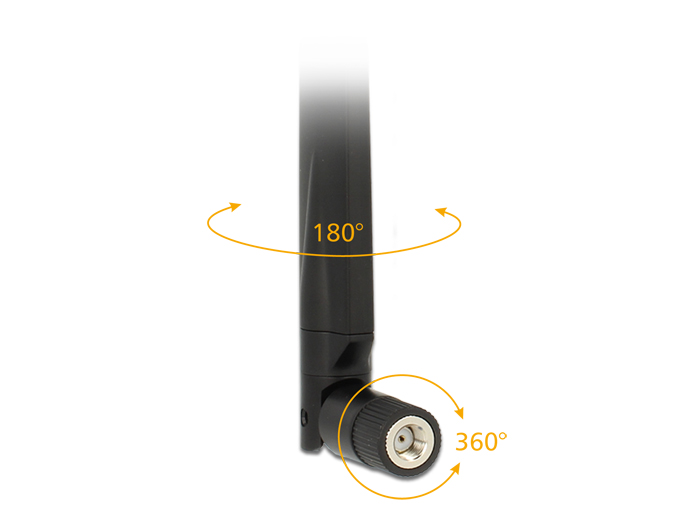 Delock WLAN 802.11 ac/a/h/b/g/n Antenne RP-SMA Stecker 5 - 7 dBi omnidirektional drehbar mit Kippgelenk schwarz #6 