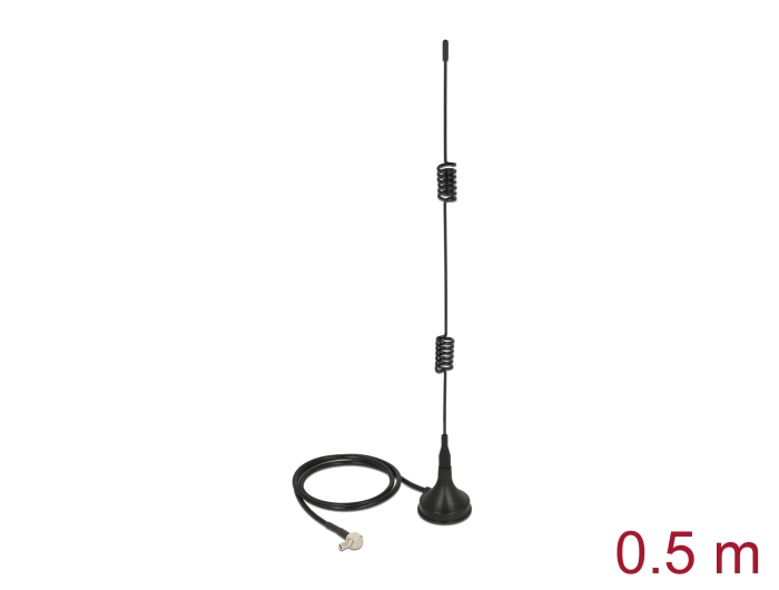 Delock LTE Antenne TS-9 Stecker 90° 2 - 3 dBi starr omnidirektional mit magnetischem Standfuß und Anschlusskabel RG-174 50 cm outdoor schwarz #1 