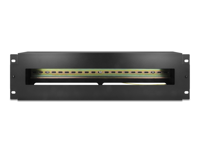 Delock 19″ Schutzschalterleiste mit Abdeckung und Hutschiene inklusive 2 x Kabelzugentlastungsschiene 3 HE Metall schwarz #3 