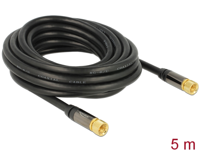 Delock Antennenkabel F Stecker > F Stecker RG-6/U 5 m schwarz #1 