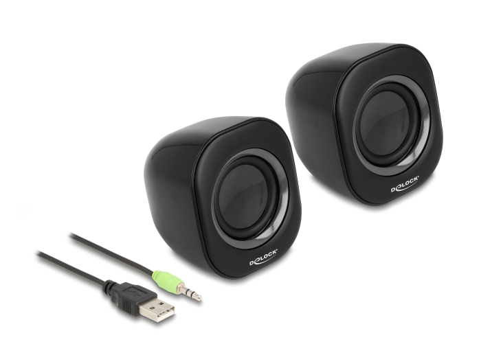 Delock Mini Stereo PC Lautsprecher mit 3,5 mm Klinkenstecker und USB Stromversorgung #1 