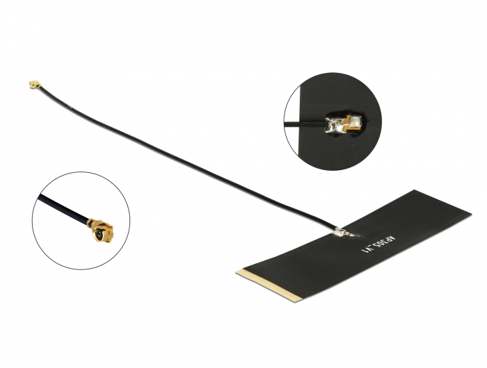 Delock TETRA 430 - 470 MHz Antenne I-PEX Inc., MHF® I Stecker 0 dBi 1.13 15 cm schwarz Klebemontage #1 