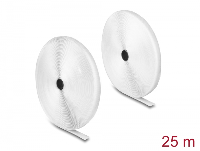 Delock Strapazierfähiges Klettband mit Haft- und Flauschband L 25 m x B 20 mm weiß #1 