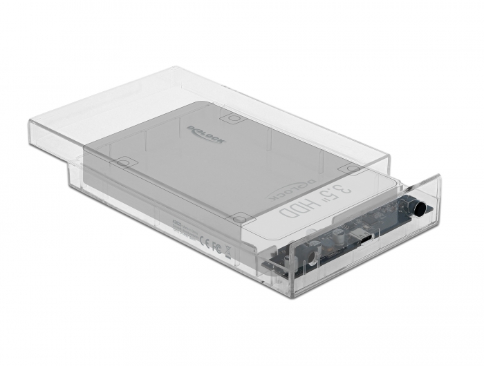 Delock Externes Gehäuse für 3.5″ SATA HDD mit USB Type-C™ Buchse transparent - werkzeugfrei #3 