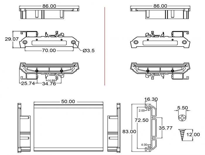 Delock Platinenhalterung (72 mm) für Hutschiene 5 cm lang #9 