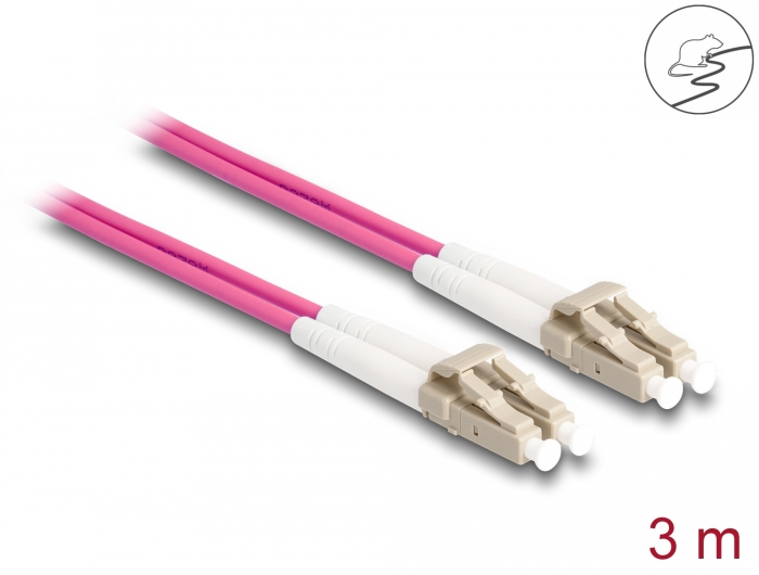 Delock LWL Kabel mit Metallarmierung LC Duplex zu LC Duplex Multimode OM4 3 m #1 