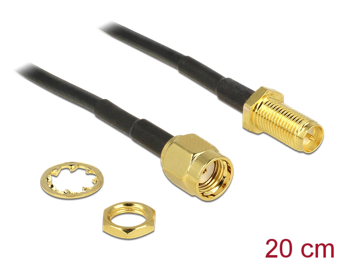 Delock Antennenkabel RP-SMA Stecker > RP-SMA Buchse zum Einbau 200 mm #1 