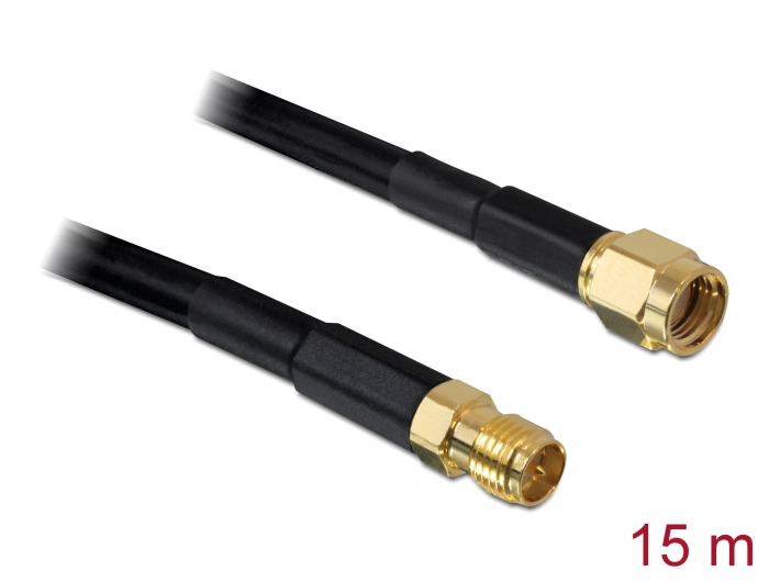 Delock Antennenkabel RP-SMA Stecker > RP-SMA Buchse CFD/RF200 15 m low loss #1 