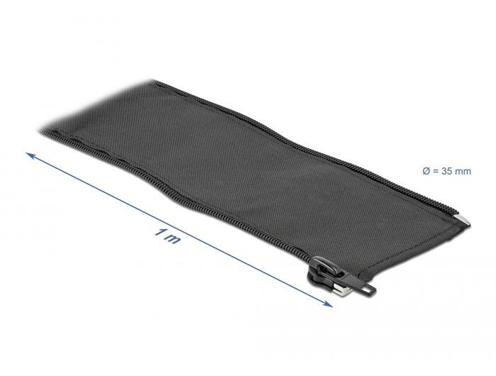Delock Gewebeschlauch mit Reißverschluss hitzebeständig 1 m x 35 mm schwarz #2 