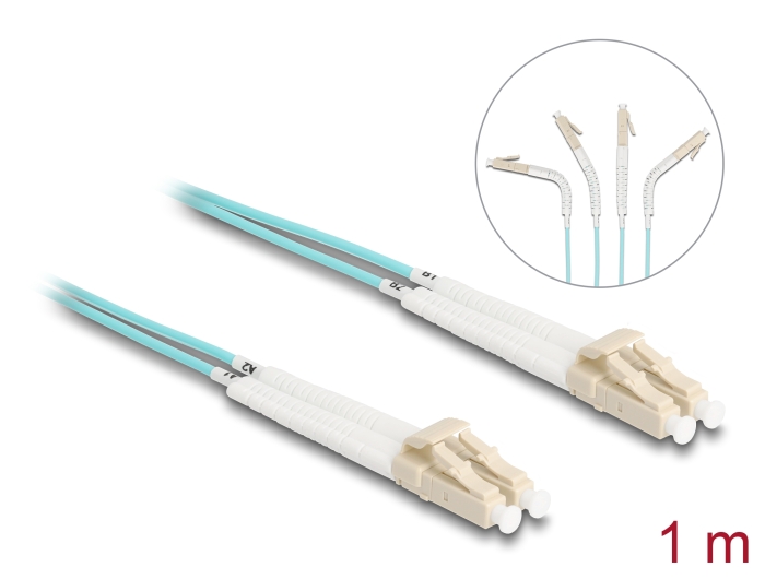 Delock LWL Kabel LC Duplex zu LC Duplex Multimode OM3 winkelbar 1 m #1 