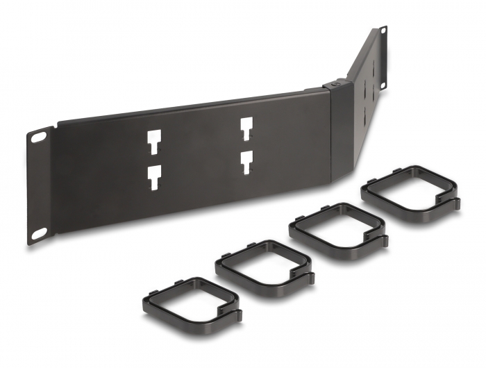 Delock 19″ Kabelmanagement Rangierpanel mit 4 Bügeln 2 HE gewinkelt schwarz #3 
