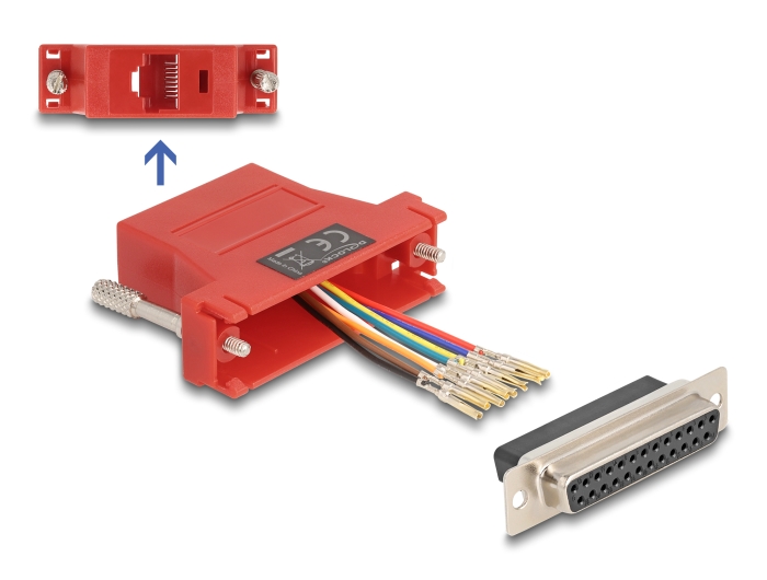 Delock D-Sub 25 Pin Buchse zu RJ45 Buchse Montagesatz rot #1 