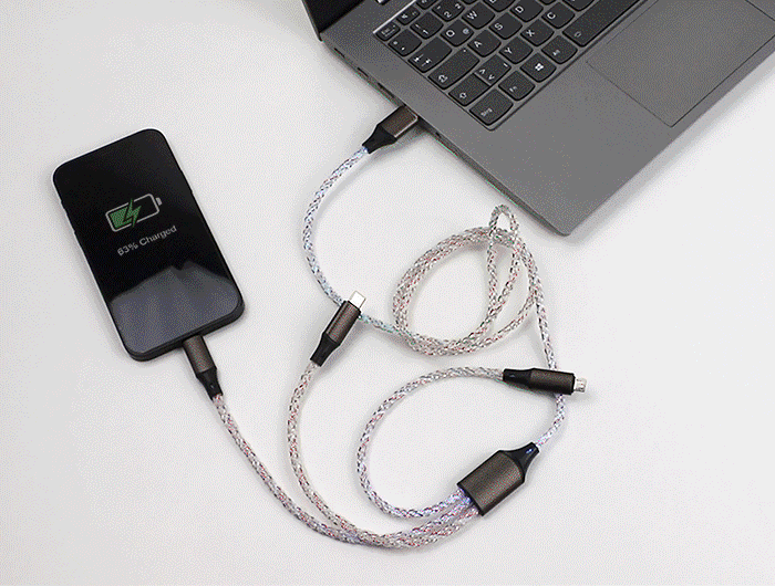Delock USB RGB Ladekabel 3 in 1 Typ-A zu Lightning™ / Micro USB / USB Type-C™ 1,20 m #3 