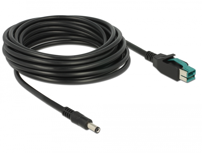 Delock PoweredUSB Kabel Stecker 12 V > DC 5,5 x 2,1 mm Stecker 5 m für POS Drucker und Terminals #2 