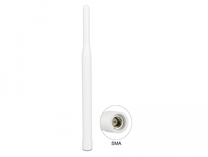Delock LTE Antenne SMA Stecker 0,3 - 2,9 dBi omnidirektional starr weiß #1 
