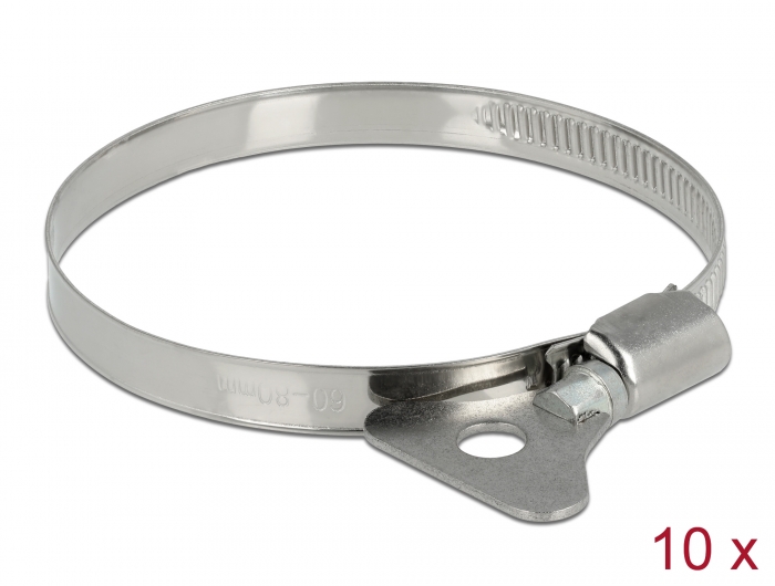 Delock Schlauchschelle mit Flügelmutter 60 - 80 mm 10 Stück Metall #1 