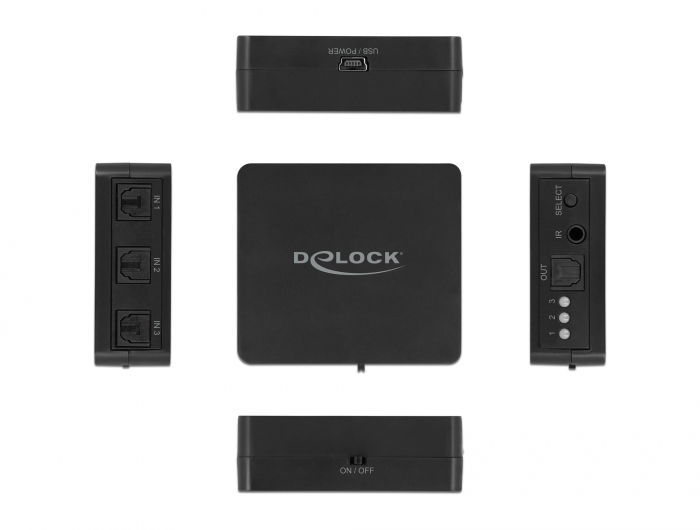 Delock S/PDIF TOSLINK Switch 3 In 1 Out mit IR-Fernbedienung und USB Stromversorgung #2 