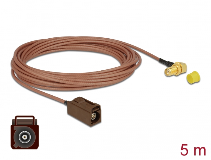 Delock Antennenkabel FAKRA F Buchse > SMA 90° Buchse zum Einbau RG-316 5 m #1 