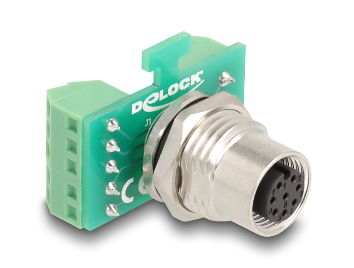 Delock M12 Übergabemodul Adapter A-kodiert 8 Pin Buchse zu 9 Pin Terminalblock zum Einbau #1 