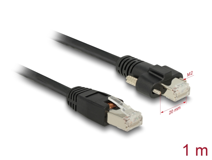 Delock GigE Kamera Kabel RJ45 Stecker zu RJ45 Stecker mit Schrauben Cat.6 S/FTP 1 m #1 
