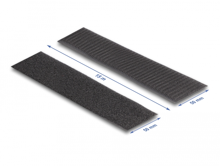 Delock Strapazierfähiges Klettband mit Haft- und Flauschband L 15 m x B 50 mm schwarz #2 