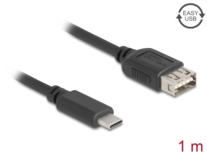 Delock USB 2.0 Kabel USB Type-C™ Stecker zu EASY USB Typ-A Buchse 1 m #1 