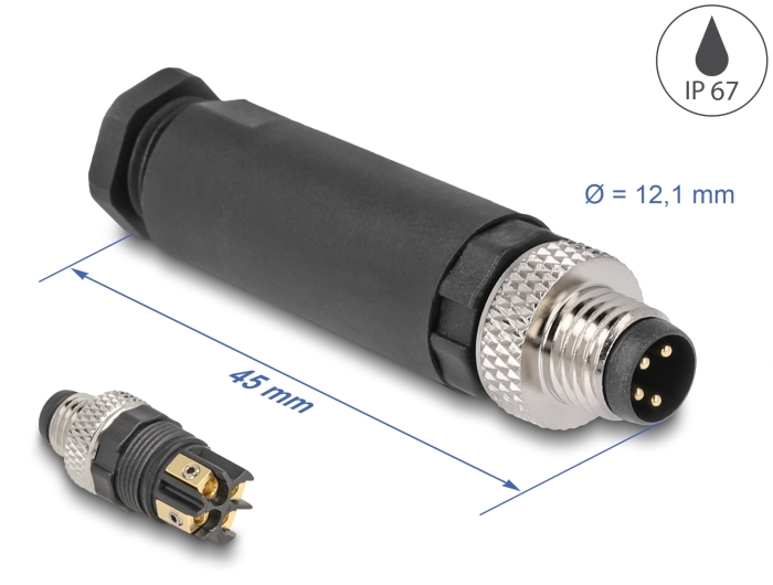 Delock M8 Steckverbinder A-kodiert 4 Pin Stecker zur Montage mit Schraubanschluss #1 