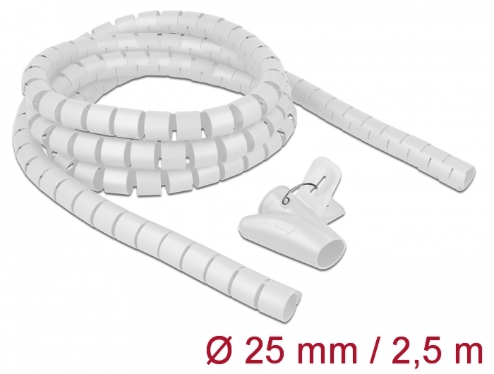 Delock Spiralschlauch mit Einziehwerkzeug 2,5 m x 25 mm weiß #1 