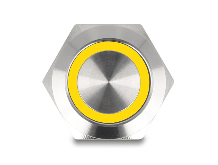 Delock Drucktaster zum Einbau 19 mm 4 x Schraubklemme LED gelb #3 