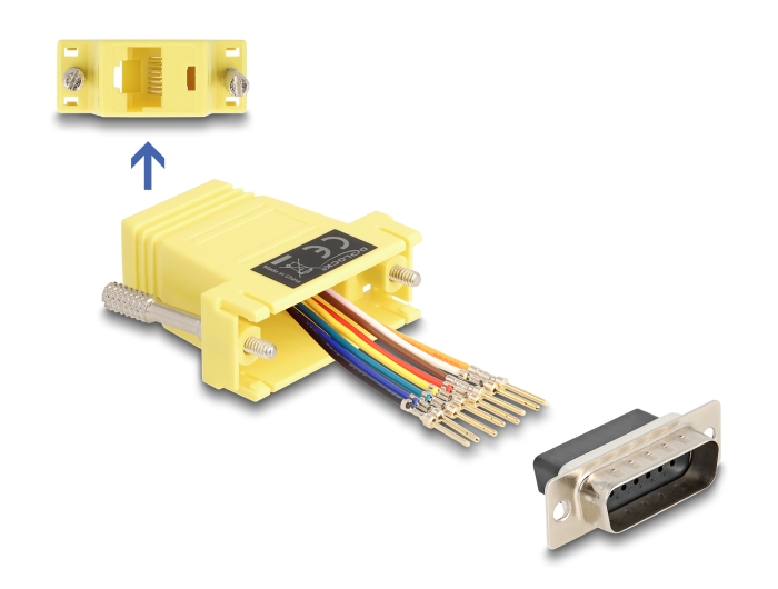 Delock D-Sub 15 Pin Stecker zu RJ45 Buchse Montagesatz gelb #1 