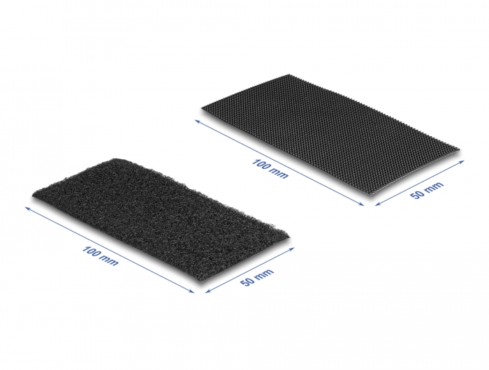 Delock Klettpad selbstklebend mit Haft- und Flauschpad L 100 x B 50 mm Set 10 Stück schwarz #2 