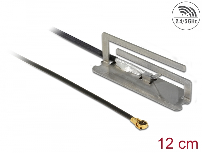 Delock WLAN 802.11 ac/ax/a/h/b/g/n Antenne I-PEX Inc., MHF® 4L Stecker 1,6 dBi 1.13 12 cm PIFA intern #1 