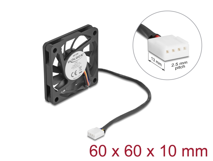 Delock Axiallüfter 12 V DC, 60 x 60 x 10 mm schwarz #1 