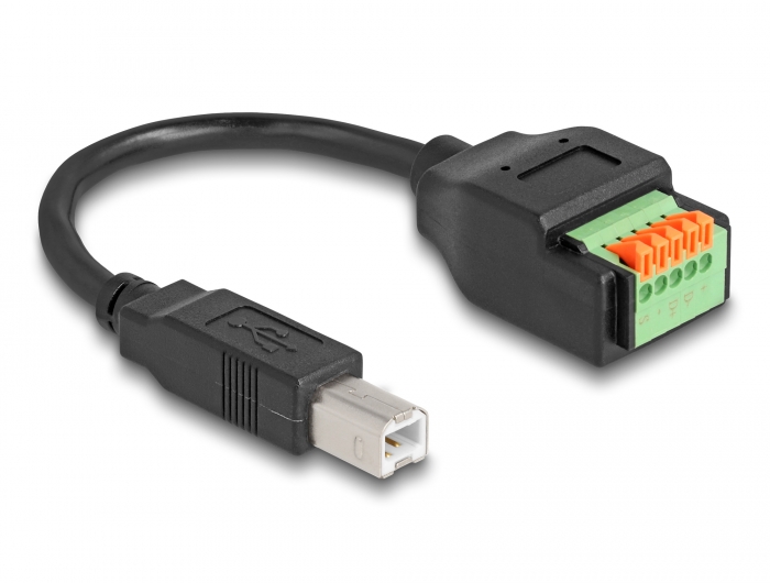Delock USB 2.0 Kabel Typ-B Stecker zu Terminalblock Adapter mit Drucktaster 15 cm #2 