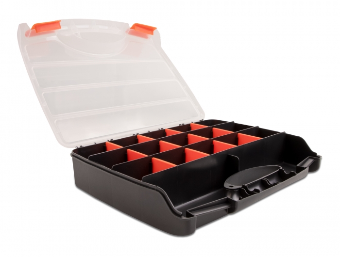Delock Sortimentsbox mit 17 Fächern 320 x 255 x 60 mm orange / schwarz #1 