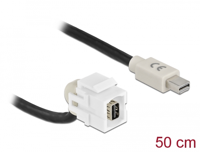 Delock Keystone Modul mini DisplayPort Buchse 110° > mini DisplayPort Stecker mit Kabel weiß #1 