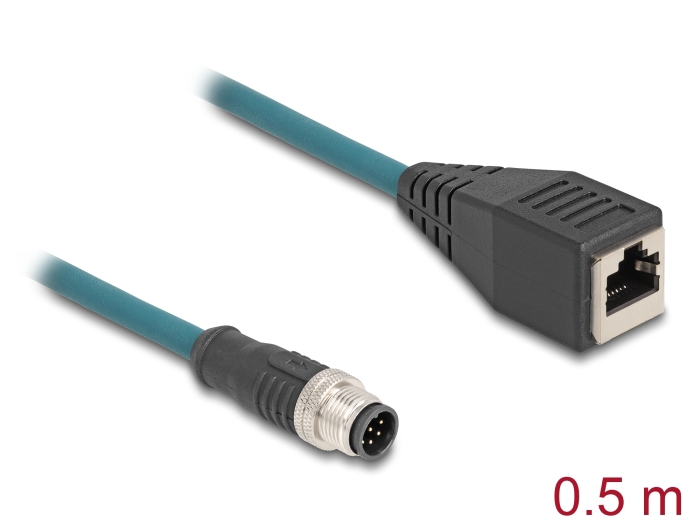 Delock M12 Adapterkabel A-kodiert 8 Pin Stecker zu RJ45 Buchse 50 cm #1 
