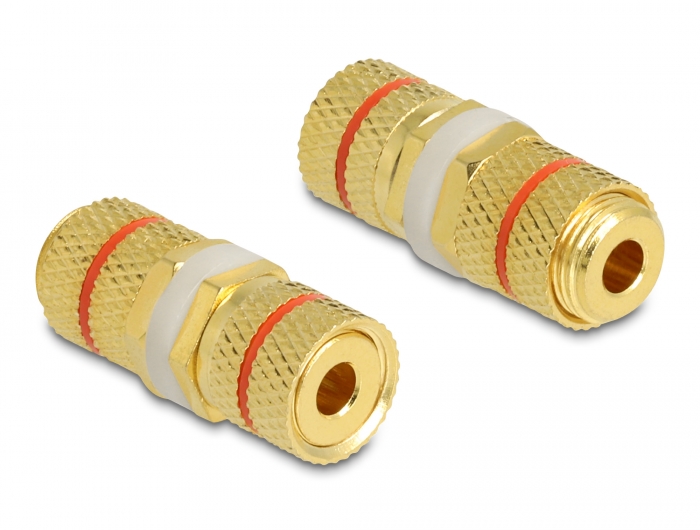 Delock Audio Adapter Polklemme zu Polklemme zum Einbau, Farbring rot #1 