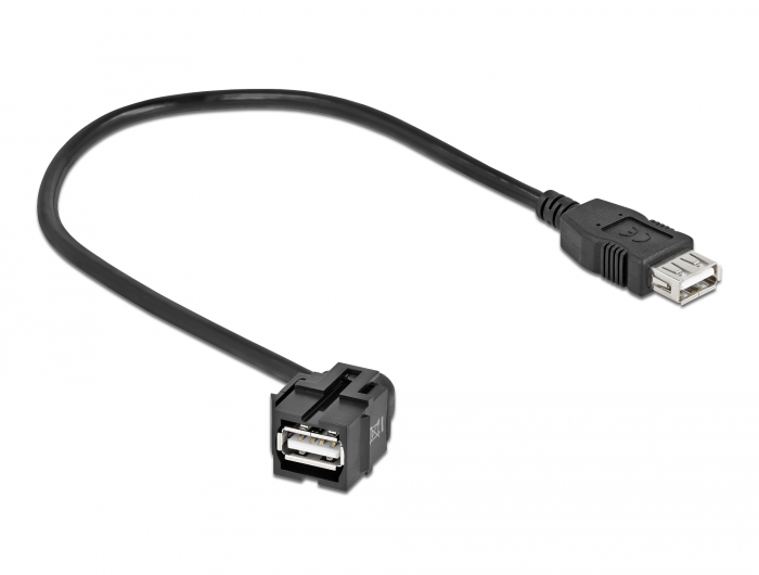 Delock Keystone Modul USB 2.0 A Buchse 250° > USB 2.0 A Buchse mit Kabel schwarz #2 