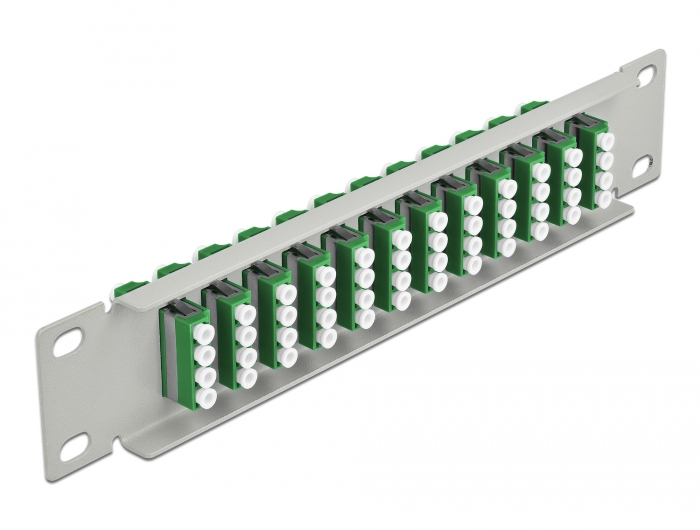 Delock 10″ LWL Patchpanel 12 Port LC Quad grün 1 HE grau #2 