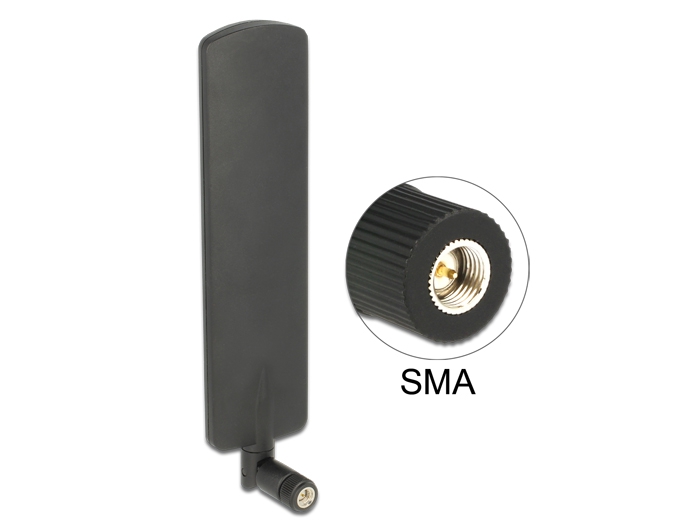 Delock LTE Antenne SMA Stecker 2 dBi omnidirektional drehbar mit Kippgelenk schwarz #1 