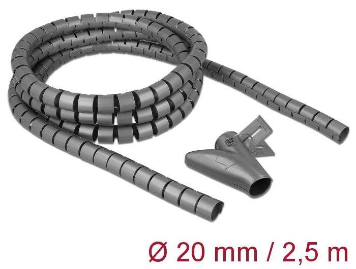 Delock Spiralschlauch mit Einziehwerkzeug 2,5 m x 20 mm grau #1 
