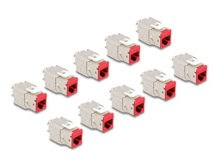 Delock Keystone Modul RJ45 Buchse zu LSA Cat.6A werkzeugfrei rot Set 10 Stück #1 