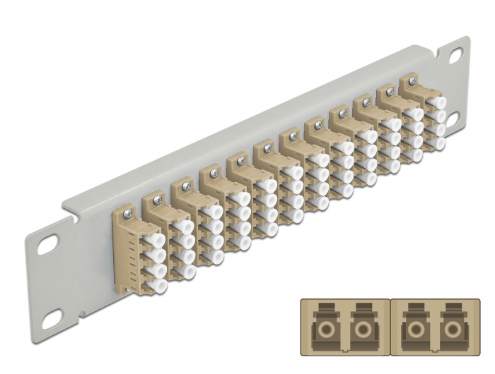 Delock 10″ LWL Patchpanel 12 Port LC Quad beige 1 HE grau #1 