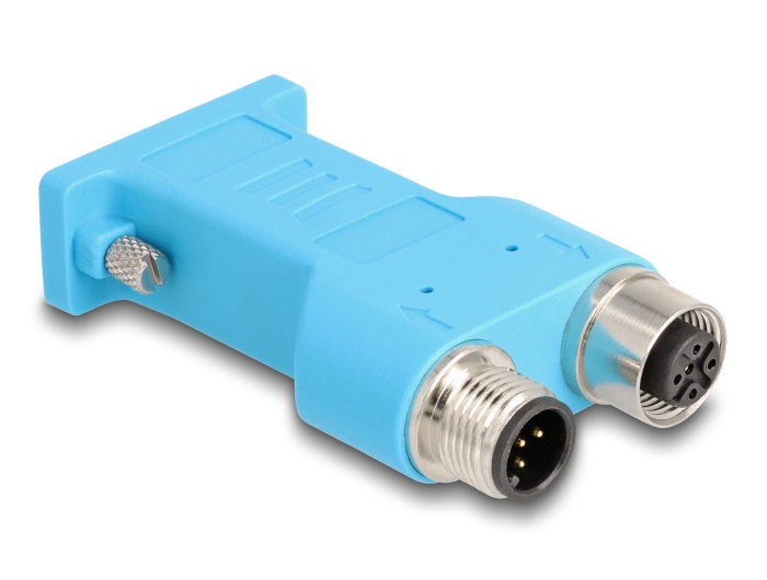 Delock D-Sub 9 Buchse zu M12 Stecker und Buchse A-kodiert 5 Pin CAN Bus Verteiler 180° blau #1 