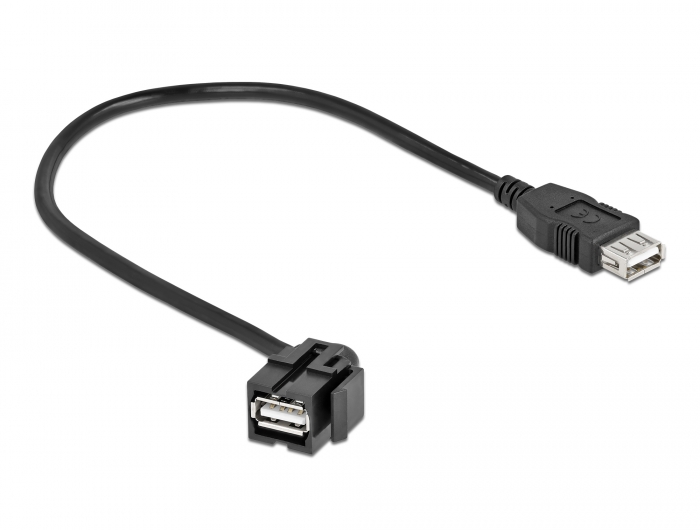 Delock Keystone Modul USB 2.0 A Buchse 110° > USB 2.0 A Buchse mit Kabel schwarz #2 